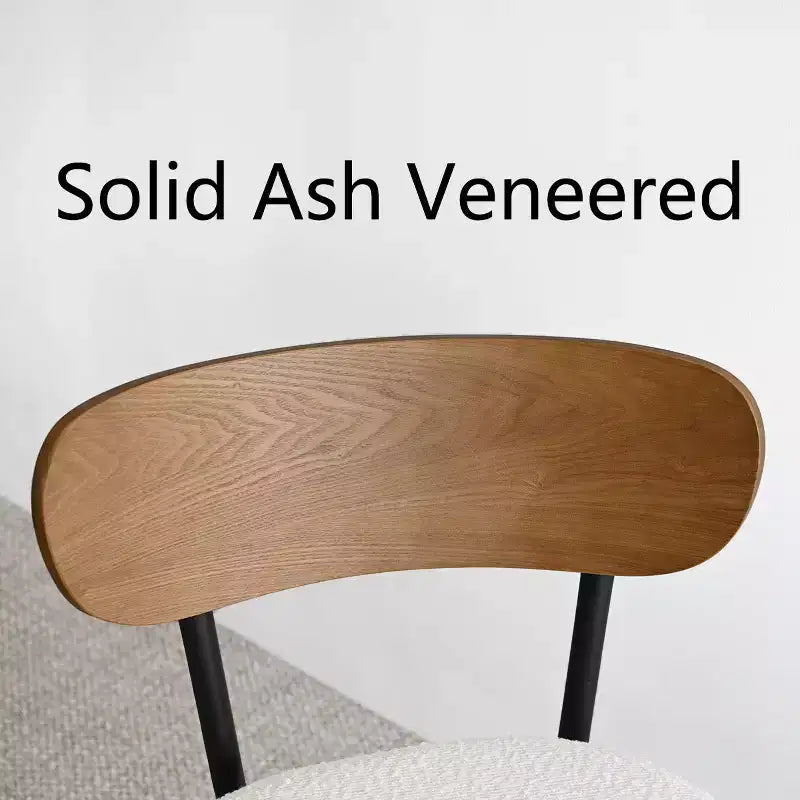 5-Piece Round Dining Table Set, 40 Black Wood Table and Upholstered Boucle Chairs with Ash Backs for Dining Room - Panipeachy