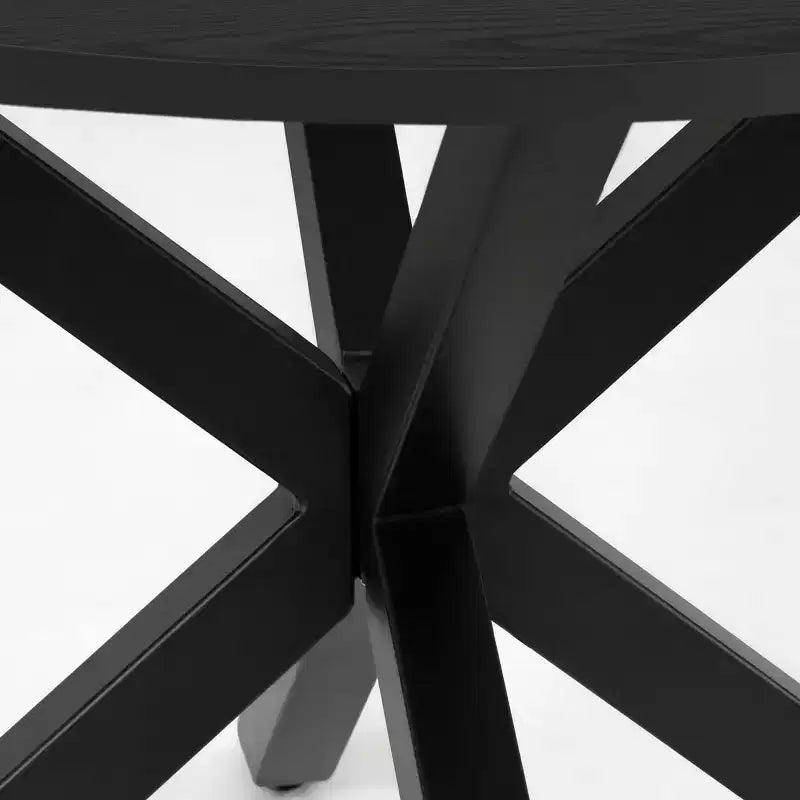 5-Piece Round Dining Table Set, 40 Black Wood Table and Upholstered Boucle Chairs with Ash Backs for Dining Room - Panipeachy