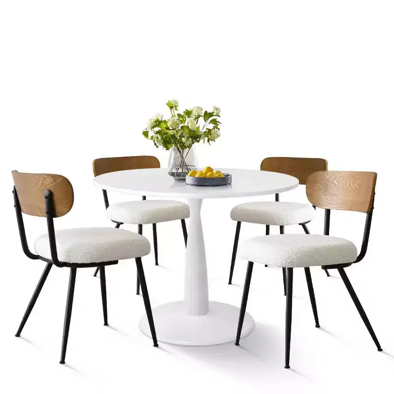 5-Piece Round Dining Table Set for 4, Modern Kitchen Table and Chairs, Small Space Dining Room Furniture, Wood & Metal Frame - Panipeachy