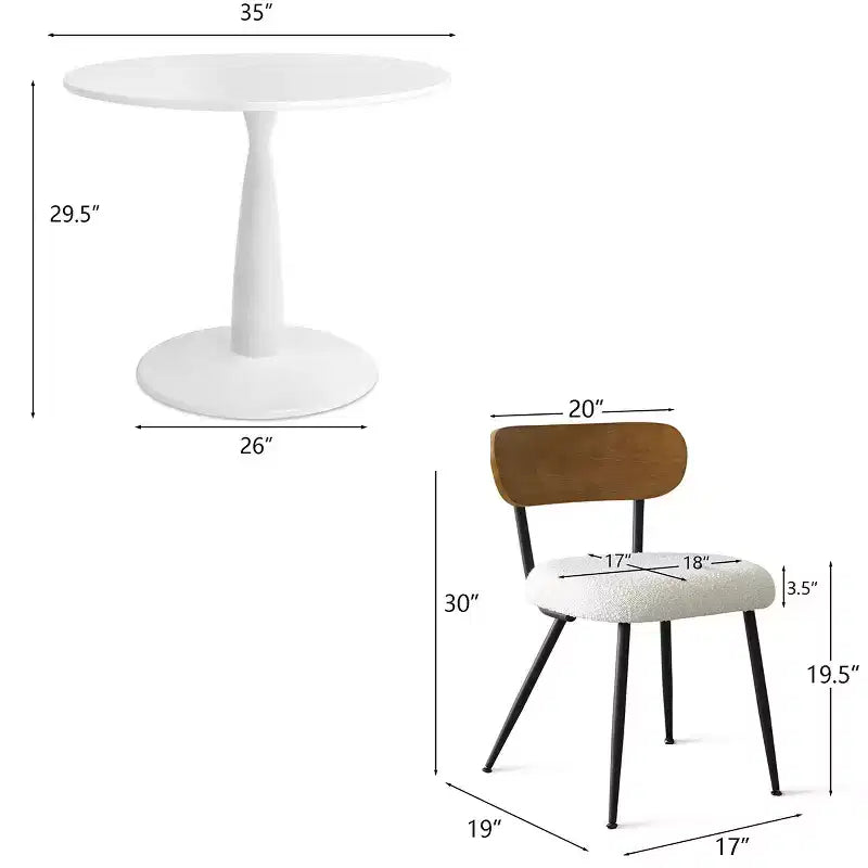 5-Piece Round Dining Table Set for 4, Modern Kitchen Table and Chairs, Small Space Dining Room Furniture, Wood & Metal Frame - Panipeachy