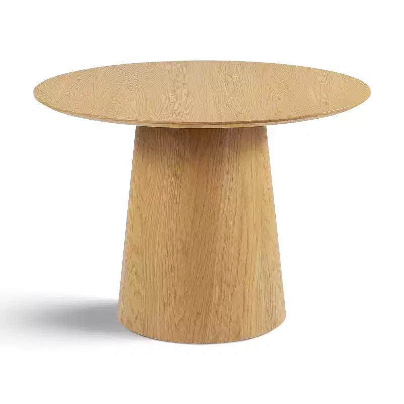 5-Piece Round Dining Table Set, 42 Oak Pedestal Table with 4 Boucle Upholstered Chairs, Ash Wood Backs, and Metal Legs - Panipeachy