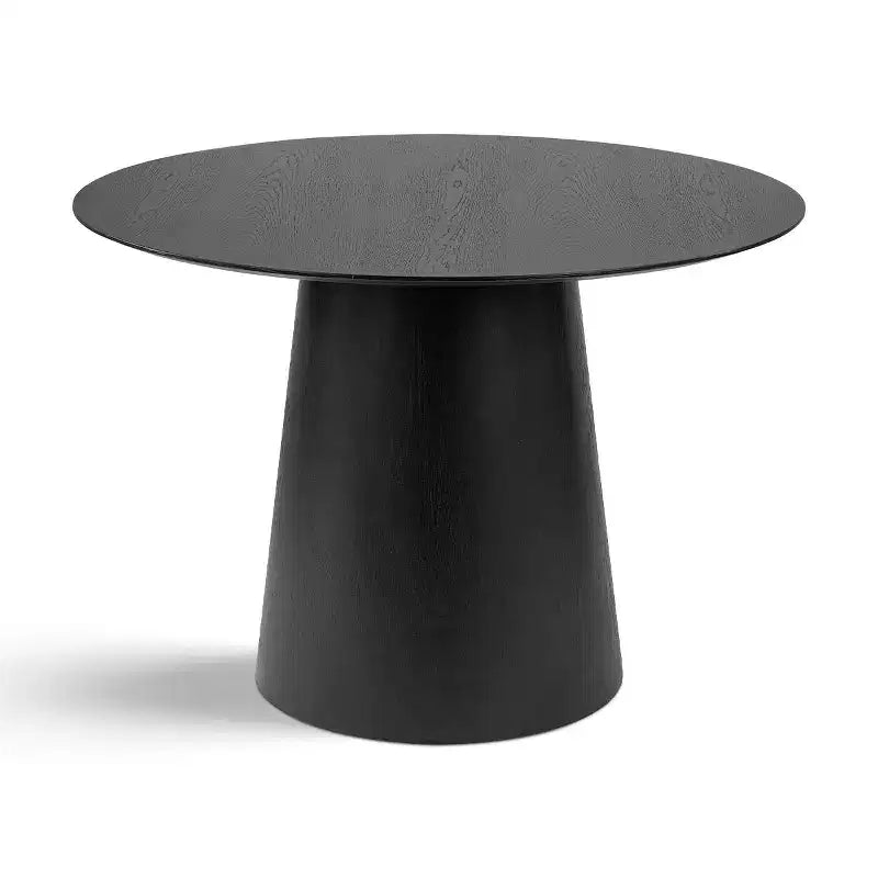 5-Piece Round Dining Table Set, 42 Oak Pedestal Table with 4 Boucle Upholstered Chairs, Ash Wood Backs, and Metal Legs - Panipeachy