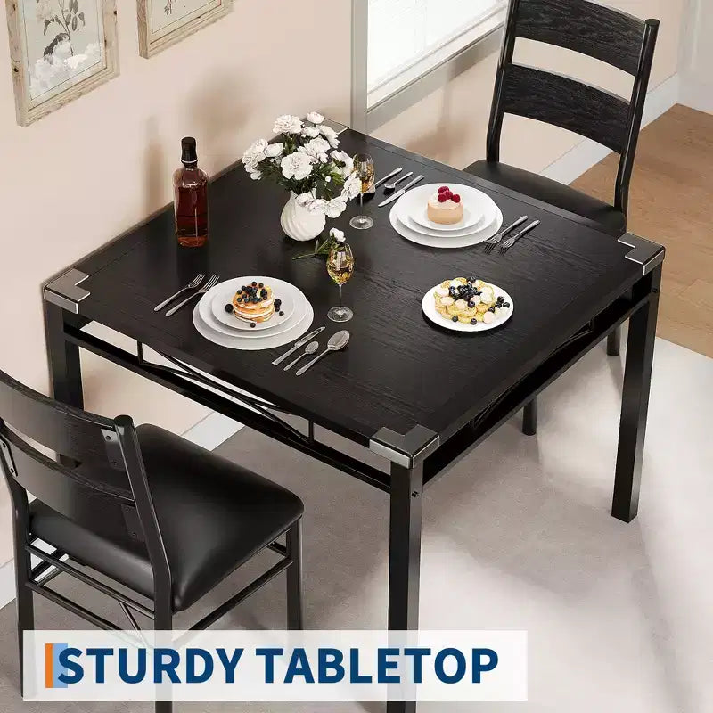 Garvee Dining Table Set for 2 with Corner Protector, Dining Room Table Set for 2 with Upholstered Chairs for Kitchen, Apartment, Retro Gray