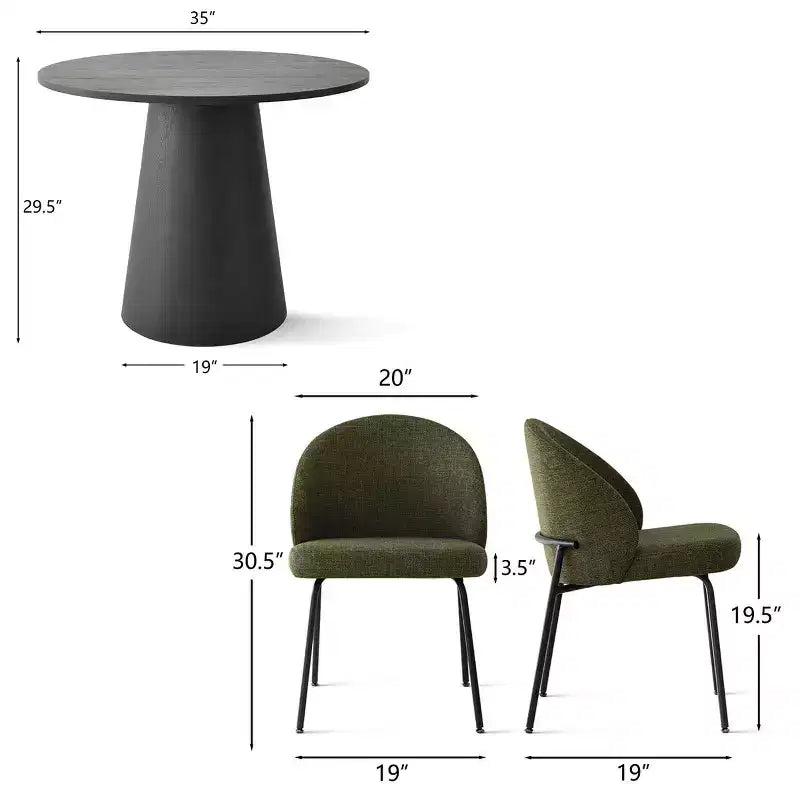 5-Piece Round Dining Table Set, 35 Pedestal Table and Upholstered Accent Chairs for Kitchen or Small Dining Room-Panipeachy