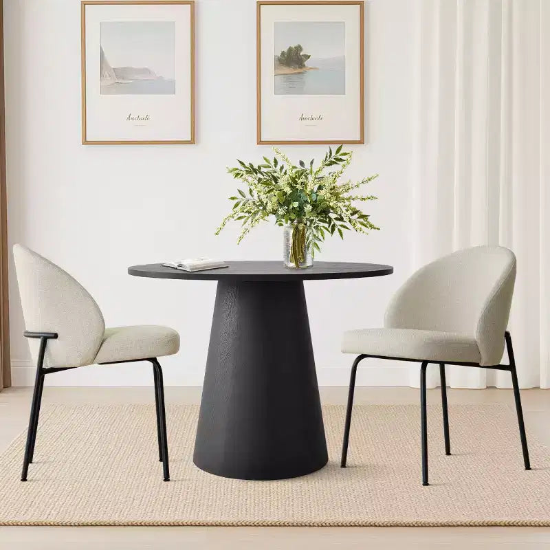 5-Piece Round Dining Table Set, 35 Pedestal Table and Upholstered Accent Chairs for Kitchen or Small Dining Room-Panipeachy