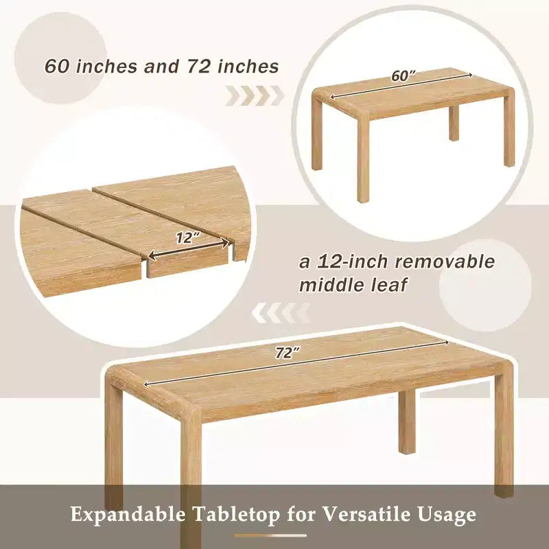 GDFStudio Betsy Vintage Extendable Dining Table Set for 4-6 with Upholstered Chairs and Bench