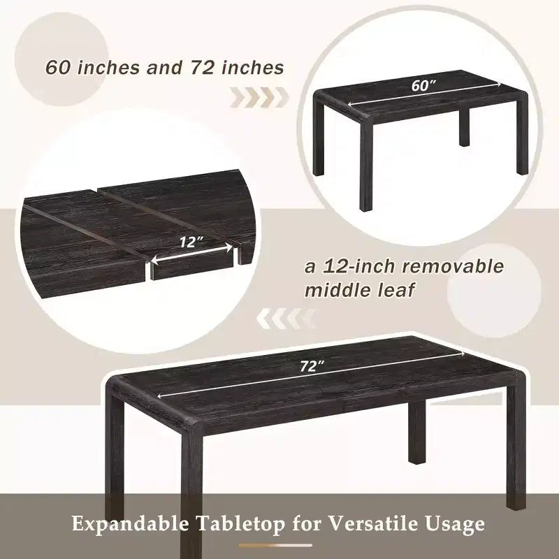 GDFStudio Betsy Vintage Extendable Dining Table Set for 4-6 with Upholstered Chairs and Bench