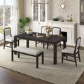 GDFStudio Betsy Vintage Extendable Dining Table Set for 4-6 with Upholstered Chairs and Bench