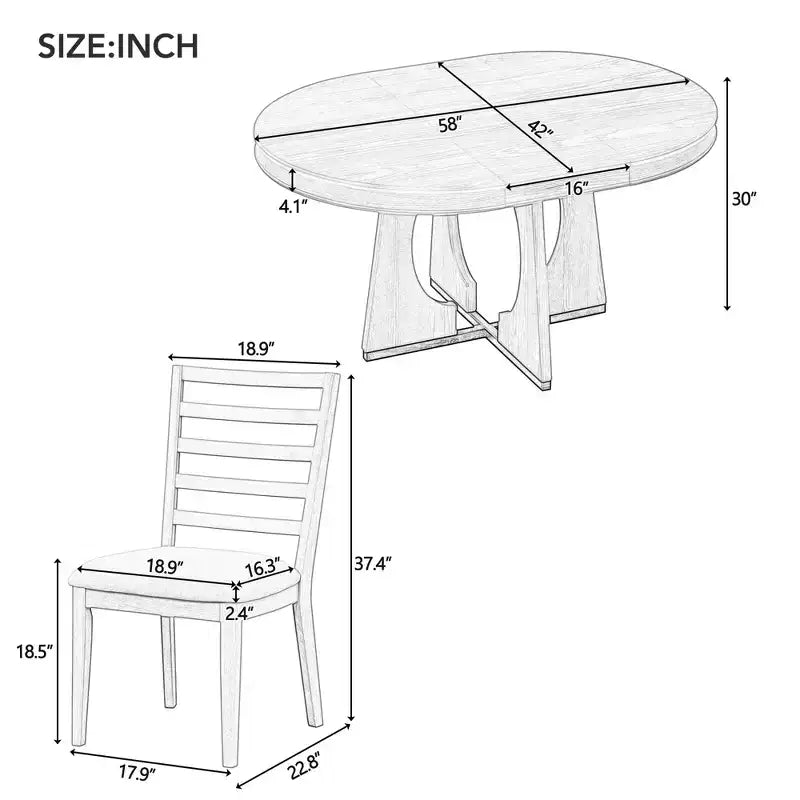 GDFStudio Dana Round 5 Piece Dining Set with Extendable Table and Upholstered Chair
