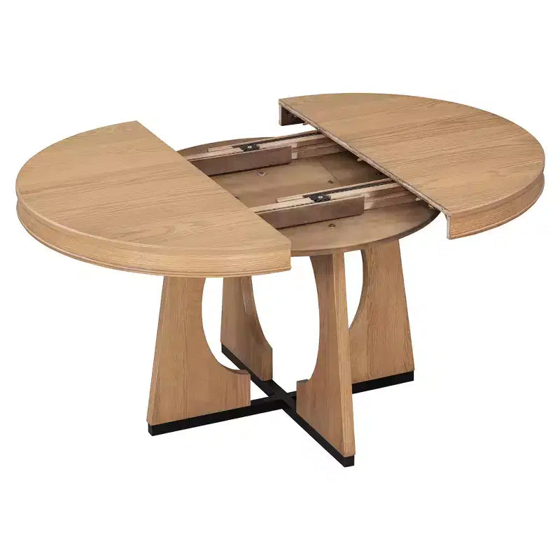GDFStudio Dana Round 5 Piece Dining Set with Extendable Table and Upholstered Chair