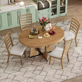 GDFStudio Dana Round 5 Piece Dining Set with Extendable Table and Upholstered Chair