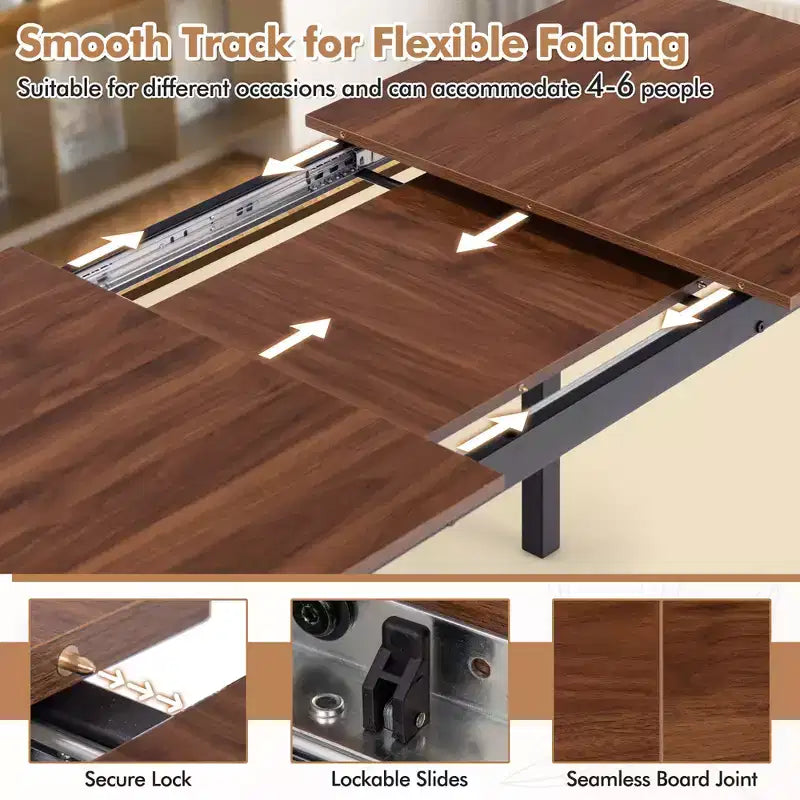 Costway 5 PCS Dining Table Set for 4-6 w/ 2 Benches & 2 Stools Metal Frame Dining Room Walnut
