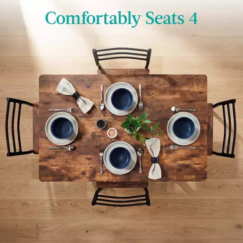 Best Choice Products 5-Piece Modern Dining Set, Kitchen Table W/ 4 Matching Chairs & Storage Rack - Medium Brown/Black