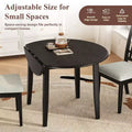 GDFStudio Turner 5-Piece Round Dining Table Set with 1 Folding Wood Dining Table and 4 Upholstered Chairs
