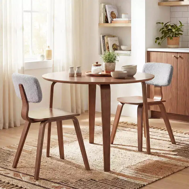 Costway 3 PCS/5 PCS Dining Table Set with 2/4 Padded Dining Chairs, Circle Dinner Dinette Table Beige & Natural/Gray & Walnut