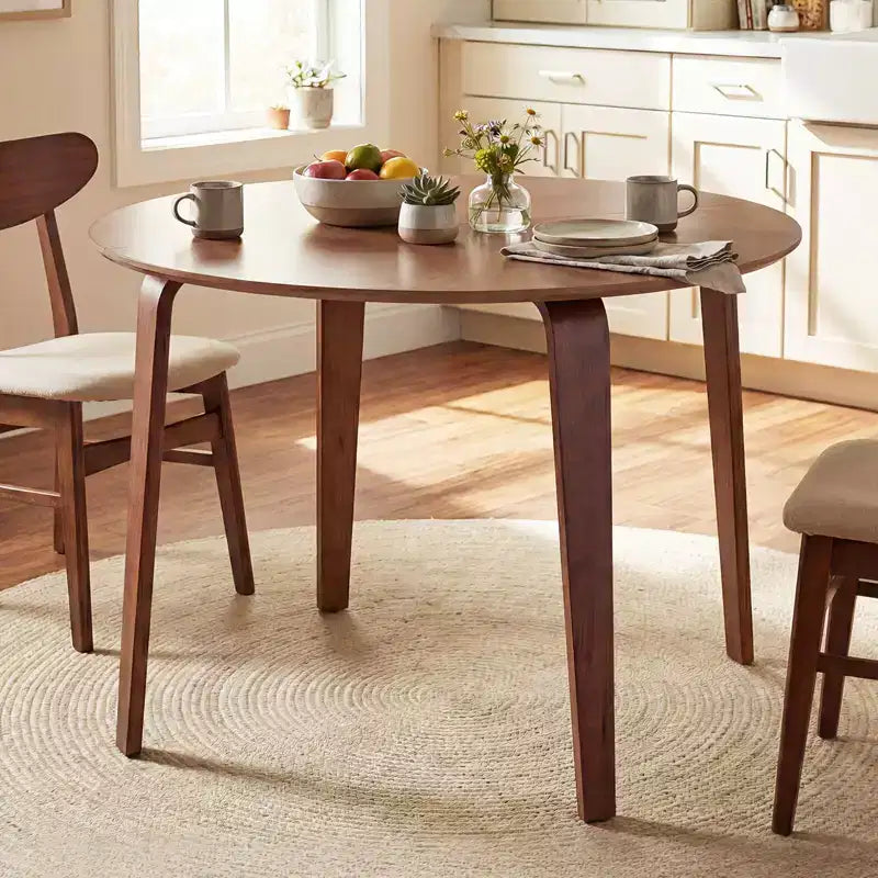 Costway 3 PCS/5 PCS Dining Table Set with 2/4 Padded Dining Chairs, Circle Dinner Dinette Table Beige & Natural/Gray & Walnut