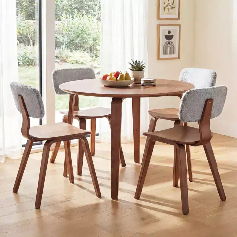 Costway 3 PCS/5 PCS Dining Table Set with 2/4 Padded Dining Chairs, Circle Dinner Dinette Table Beige & Natural/Gray & Walnut