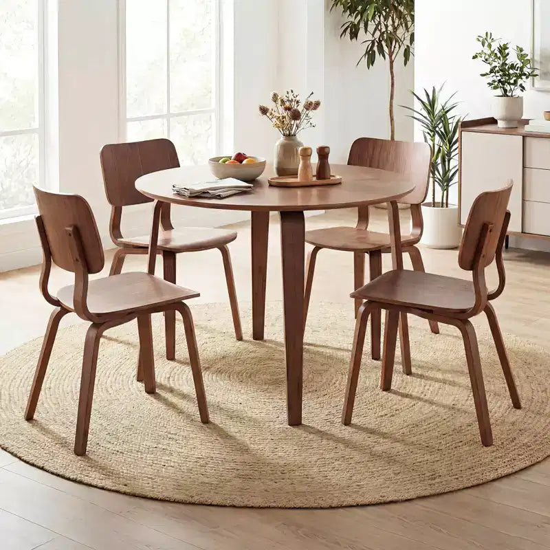 Costway 3 PCS/5 PCS Dining Table Set with 2/4 Padded Dining Chairs, Circle Dinner Dinette Table Beige & Natural/Gray & Walnut