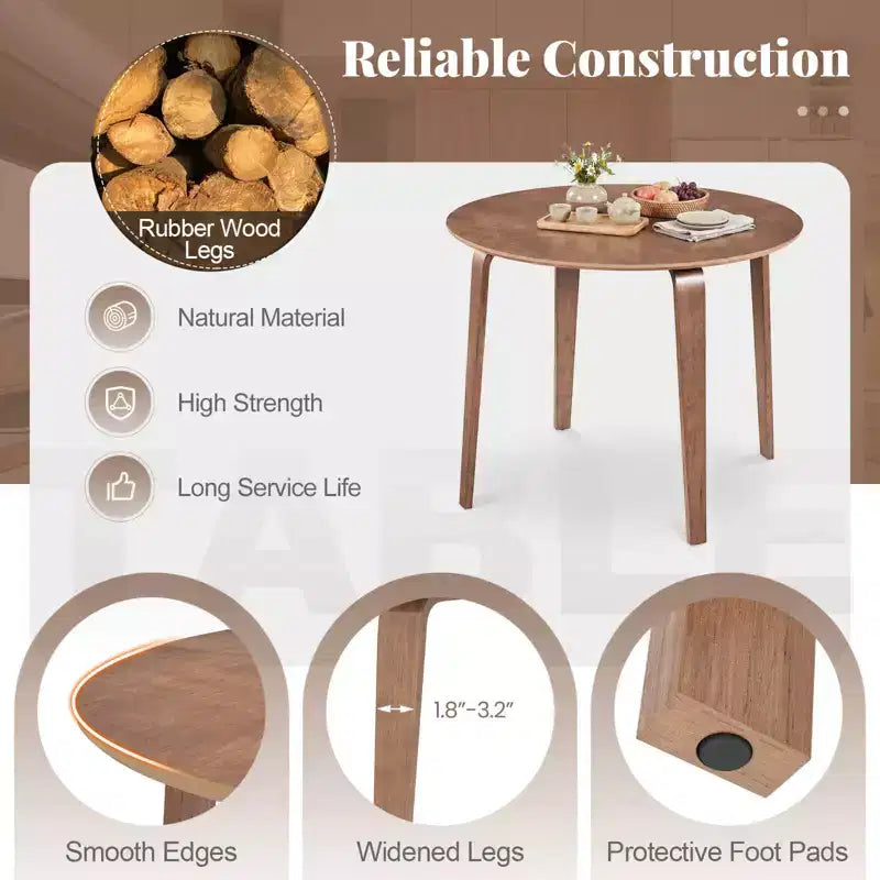 Costway 3 PCS/5 PCS Dining Table Set with 2/4 Padded Dining Chairs, Circle Dinner Dinette Table Beige & Natural/Gray & Walnut