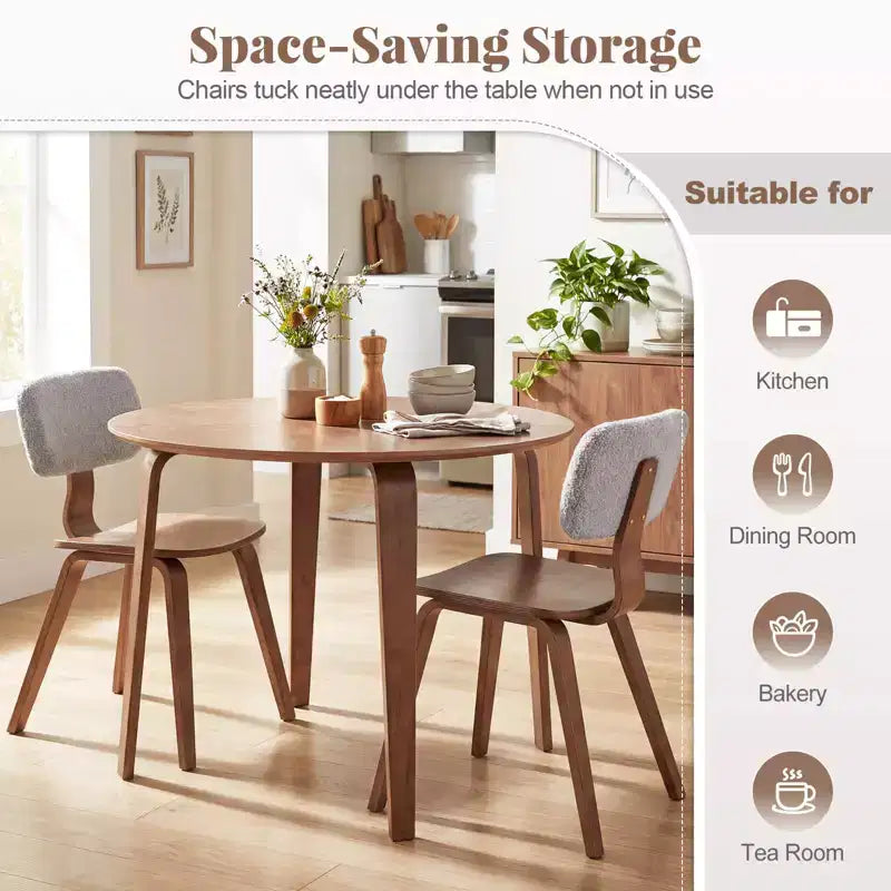 Costway 3 PCS/5 PCS Dining Table Set with 2/4 Padded Dining Chairs, Circle Dinner Dinette Table Beige & Natural/Gray & Walnut