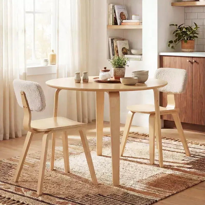 Costway 3 PCS/5 PCS Dining Table Set with 2/4 Padded Dining Chairs, Circle Dinner Dinette Table Beige & Natural/Gray & Walnut