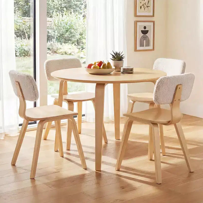 Costway 3 PCS/5 PCS Dining Table Set with 2/4 Padded Dining Chairs, Circle Dinner Dinette Table Beige & Natural/Gray & Walnut
