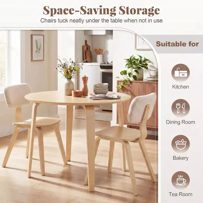 Costway 3 PCS/5 PCS Dining Table Set with 2/4 Padded Dining Chairs, Circle Dinner Dinette Table Beige & Natural/Gray & Walnut