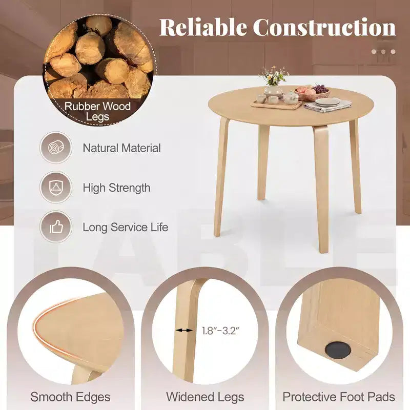 Costway 3 PCS/5 PCS Dining Table Set with 2/4 Padded Dining Chairs, Circle Dinner Dinette Table Beige & Natural/Gray & Walnut