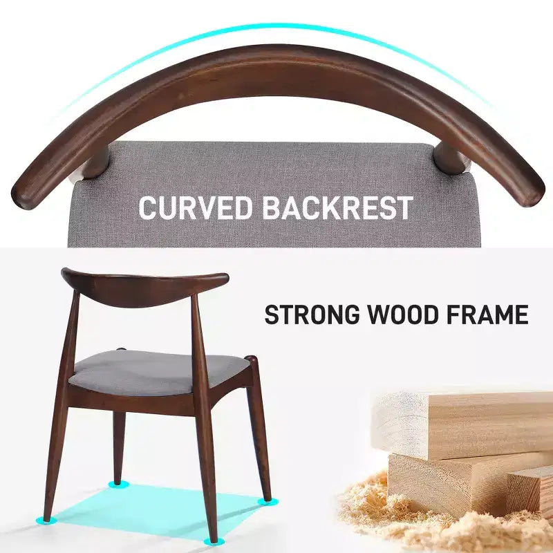 Minimalist Wood Dining Set for 4, 5 Pieces Rectangular Small Space Table Set with 4 Upholstered Chairs for Kitchen