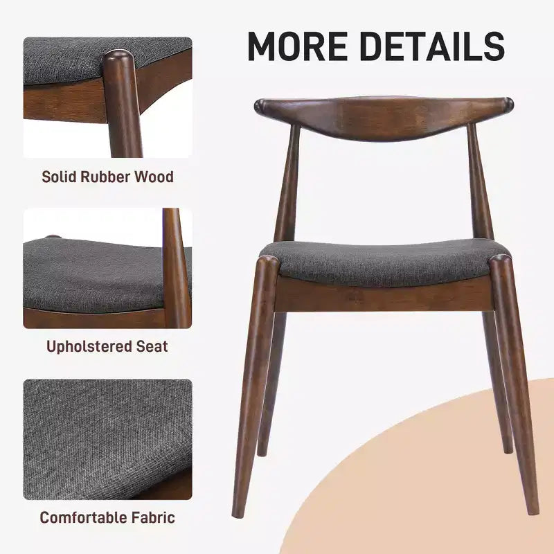 Minimalist Wood Dining Set for 4, 5 Pieces Rectangular Small Space Table Set with 4 Upholstered Chairs for Kitchen