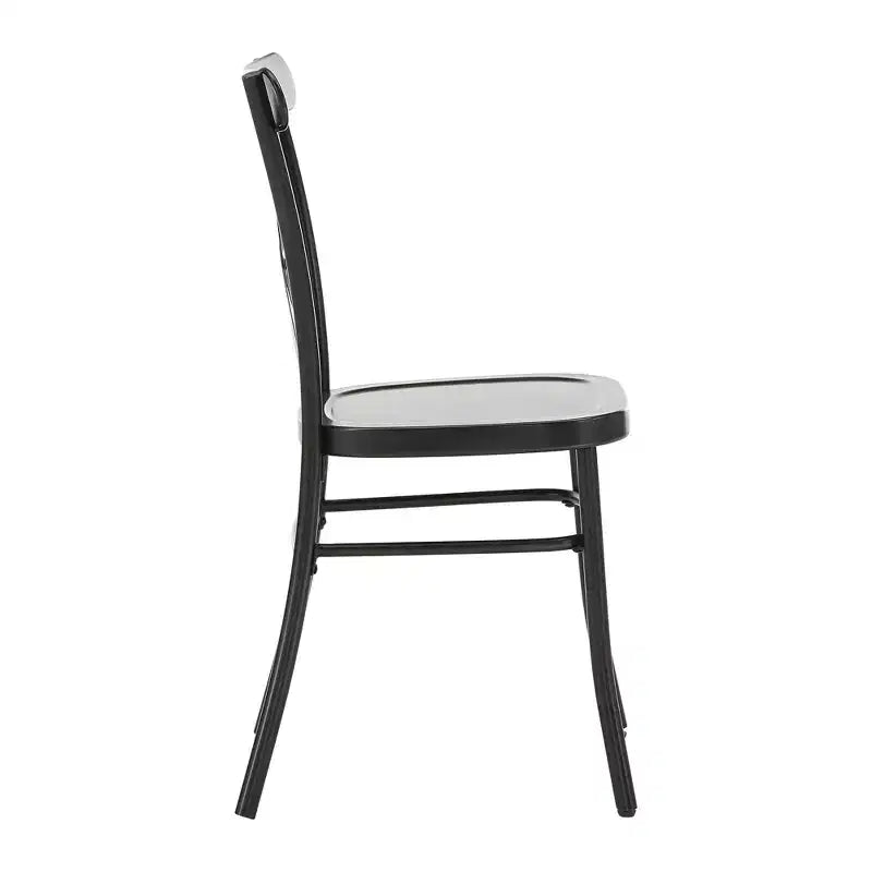 Jolana 45 Round Oak Top Black Finish Dining Table and X-Back Metal Chairs Set - iNSPIRE Q