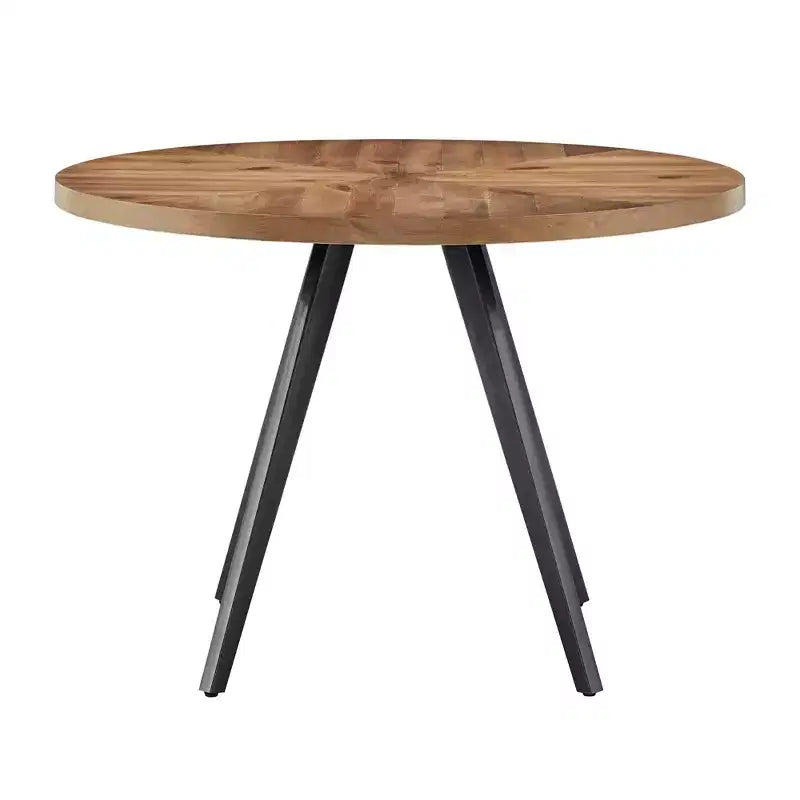 Jolana 45 Round Oak Top Black Finish Dining Table and X-Back Metal Chairs Set - iNSPIRE Q