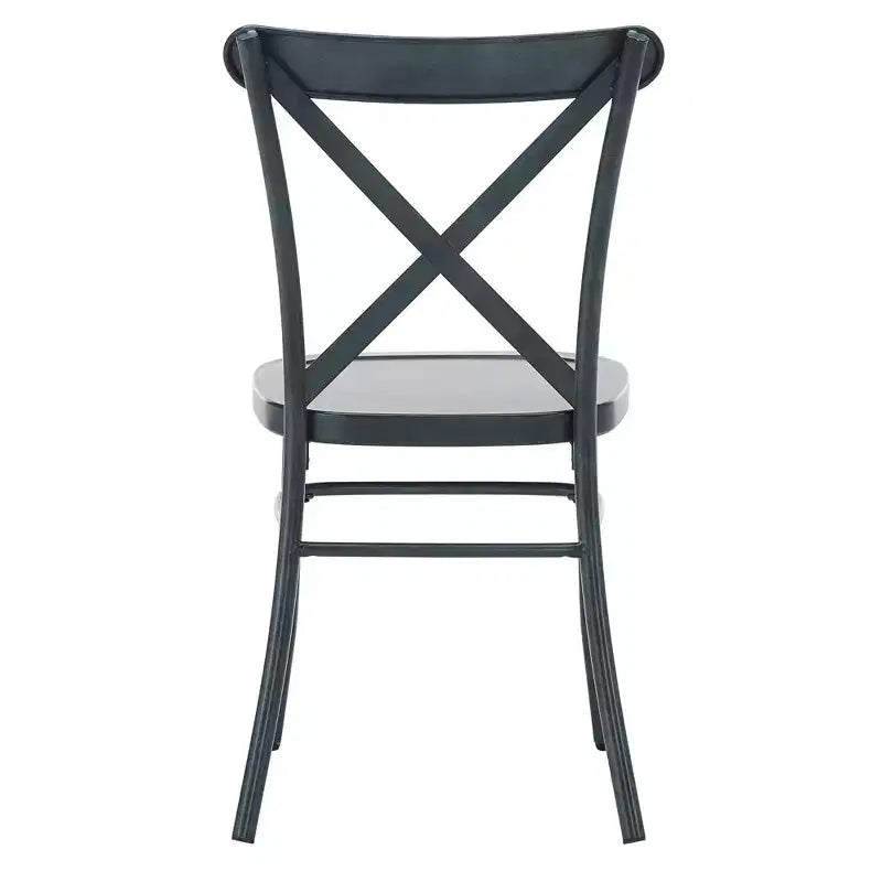 Jolana 45 Round Oak Top Black Finish Dining Table and X-Back Metal Chairs Set - iNSPIRE Q