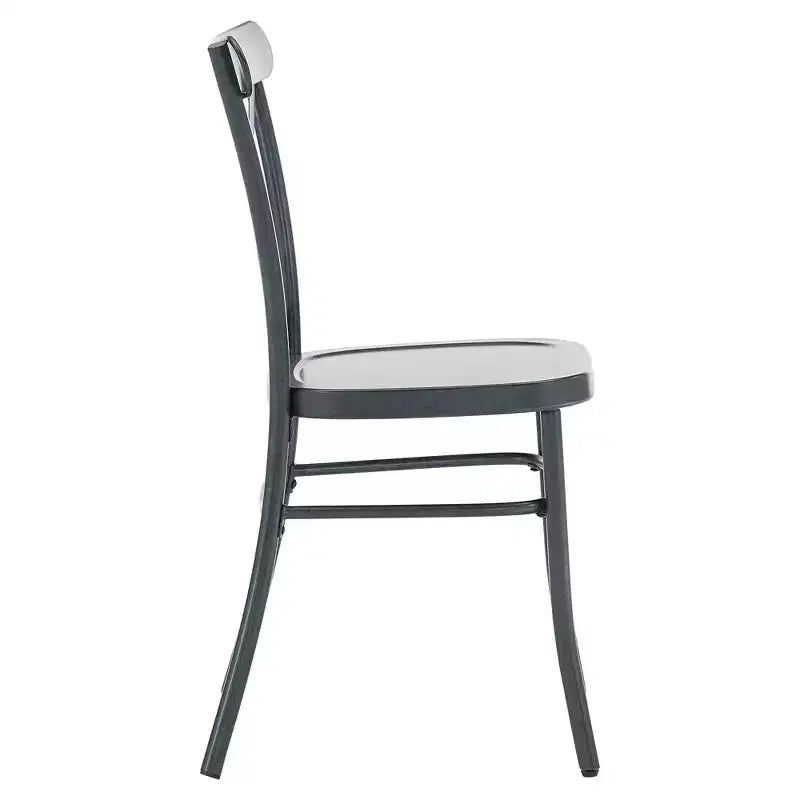 Jolana 45 Round Oak Top Black Finish Dining Table and X-Back Metal Chairs Set - iNSPIRE Q