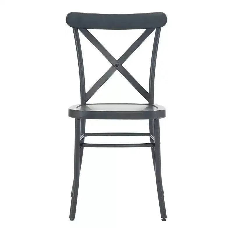 Jolana 45 Round Oak Top Black Finish Dining Table and X-Back Metal Chairs Set - iNSPIRE Q