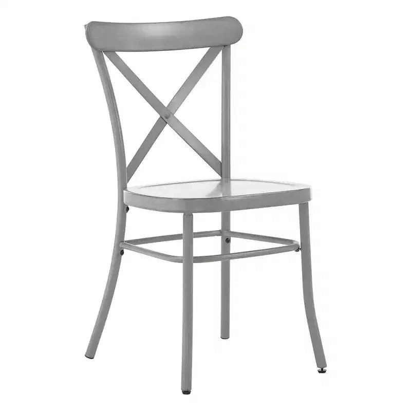 Jolana 45 Round Oak Top Black Finish Dining Table and X-Back Metal Chairs Set - iNSPIRE Q