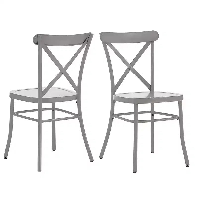 Jolana 45 Round Oak Top Black Finish Dining Table and X-Back Metal Chairs Set - iNSPIRE Q