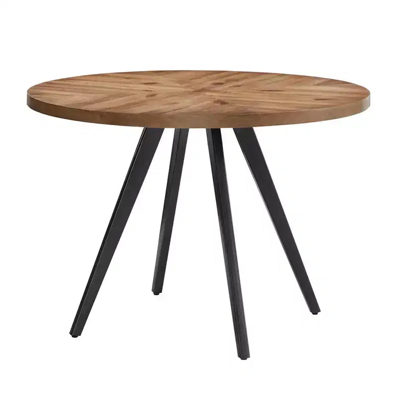 Jolana 45 Round Oak Top Black Finish Dining Table and X-Back Metal Chairs Set - iNSPIRE Q