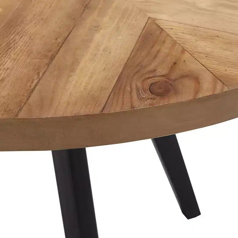 Jolana 45 Round Oak Top Black Finish Dining Table and X-Back Metal Chairs Set - iNSPIRE Q