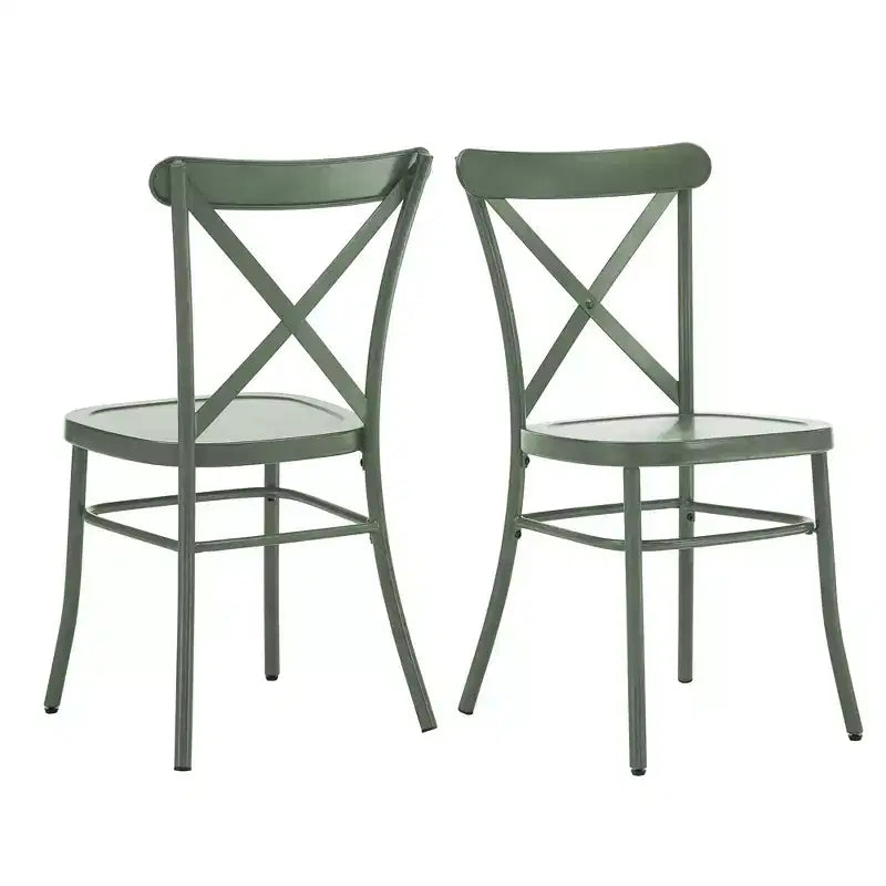 Jolana 45 Round Oak Top Black Finish Dining Table and X-Back Metal Chairs Set - iNSPIRE Q