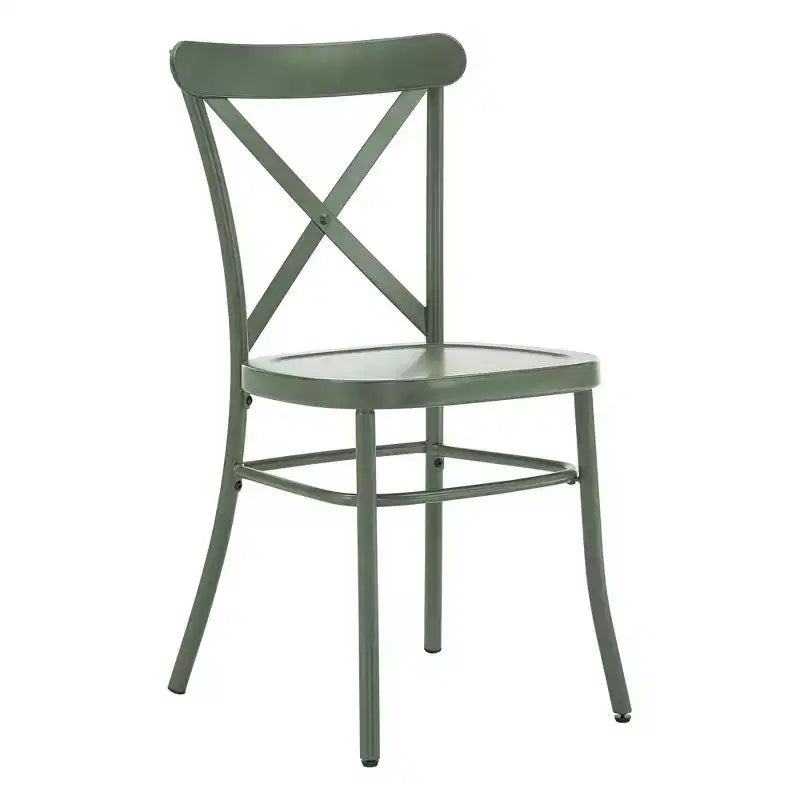 Jolana 45 Round Oak Top Black Finish Dining Table and X-Back Metal Chairs Set - iNSPIRE Q