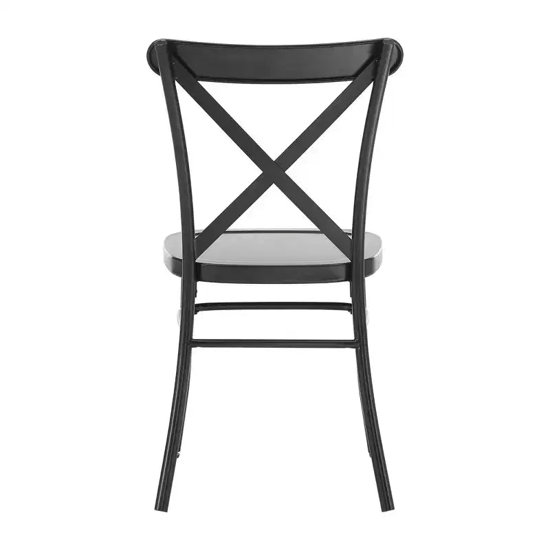Jolana 45 Round Oak Top Black Finish Dining Table and X-Back Metal Chairs Set - iNSPIRE Q