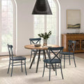 Jolana 45 Round Oak Top Black Finish Dining Table and X-Back Metal Chairs Set - iNSPIRE Q