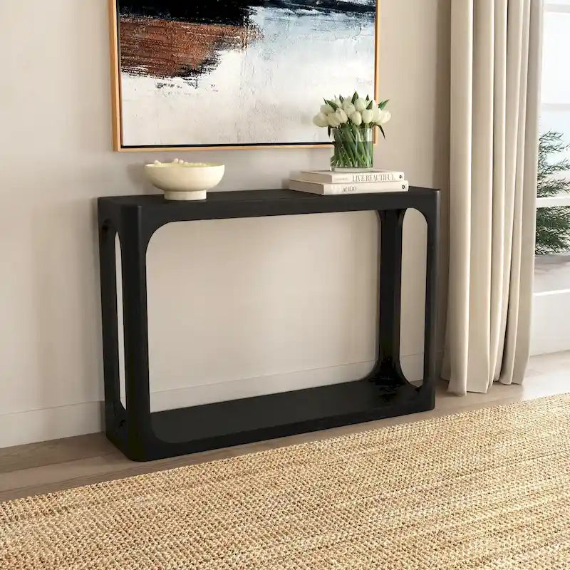 Console en bois de manguier avec motif ajouré arrondi