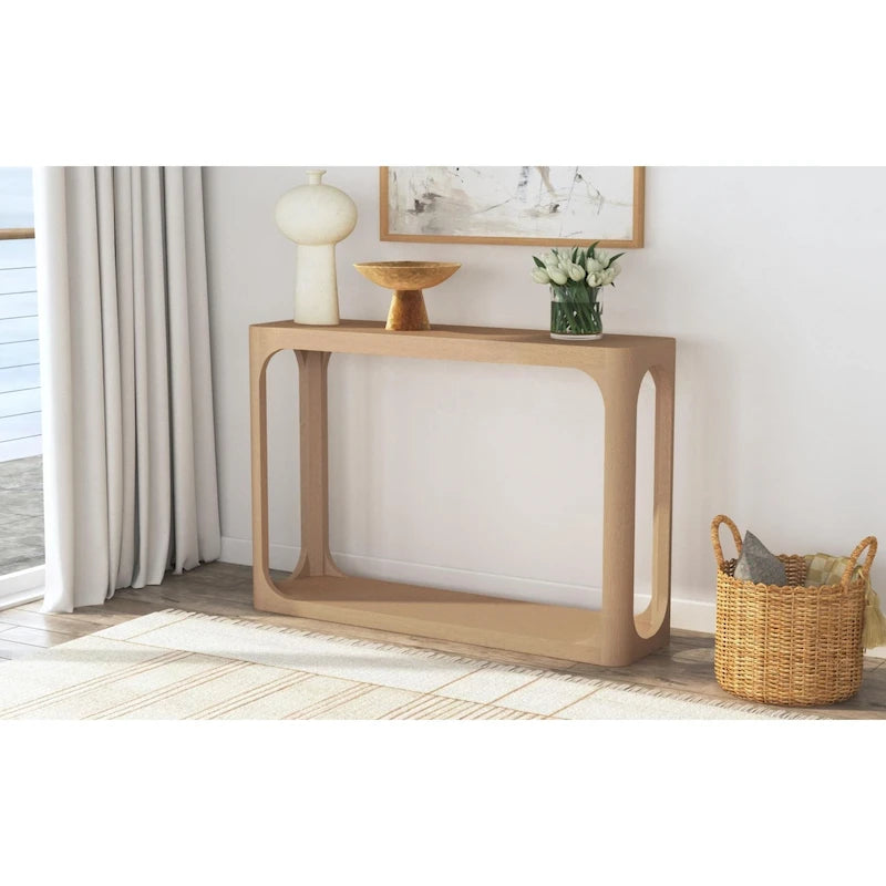 Console en bois de manguier avec motif ajouré arrondi