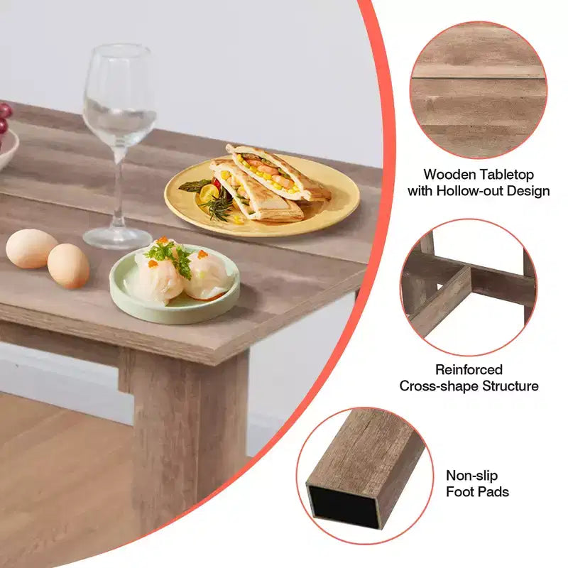 Costway 5 PCS Dining Table Set Kitchen Rectangular Counter Height Table W/ 4 Bar Stools