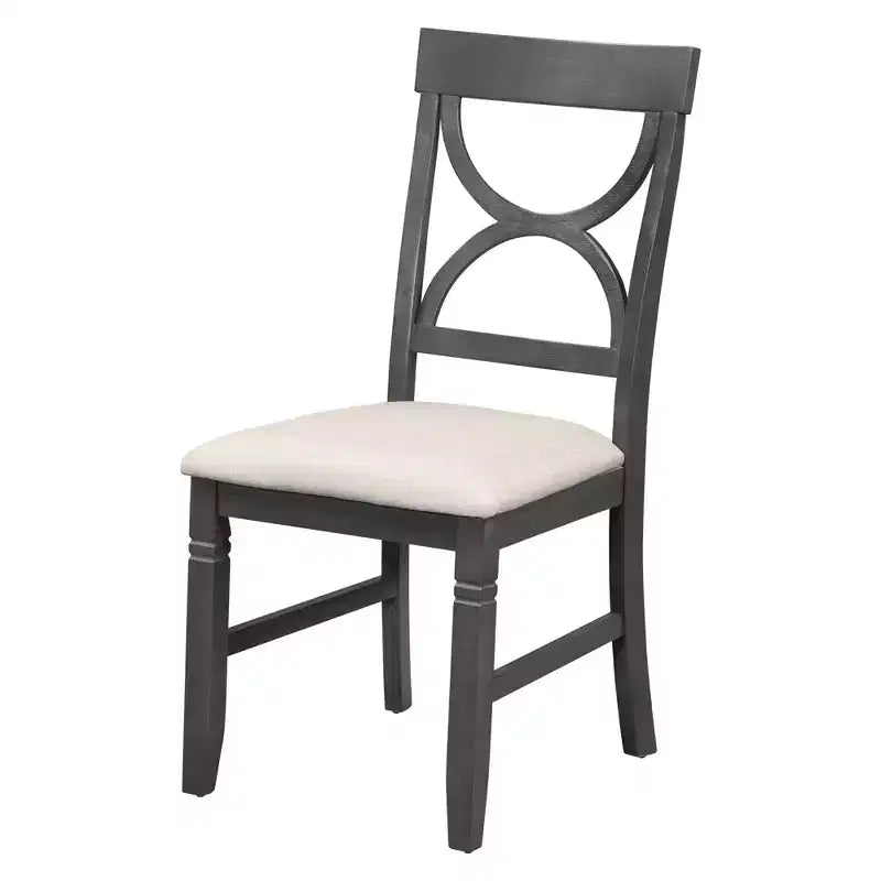 6 PCS Farmhouse Wood Dining Table Set with Table and Upholstered Chairs-ModernLuxe