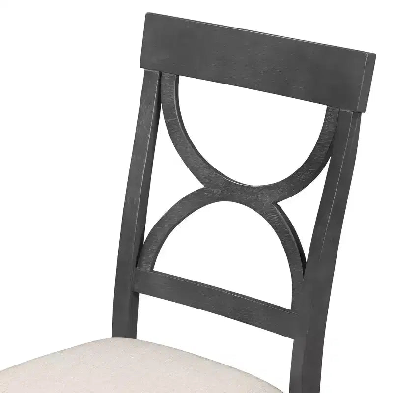 6 PCS Farmhouse Wood Dining Table Set with Table and Upholstered Chairs-ModernLuxe