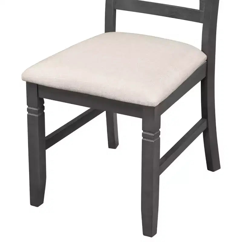 6 PCS Farmhouse Wood Dining Table Set with Table and Upholstered Chairs-ModernLuxe