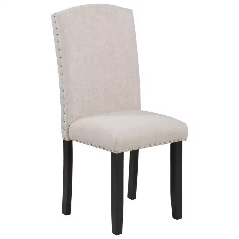 6 PSC Wood Dining Table Set, Rectangular Table with V-shaped Legs, 4 Upholstered Chairs and Bench, White-ModernLuxe